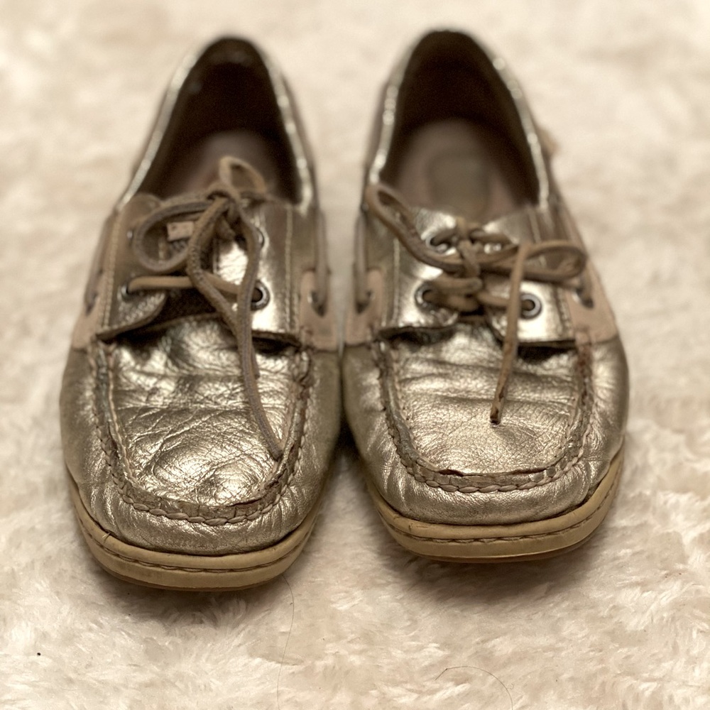 Gold Metallic Leather Sperry Boat Shoes
